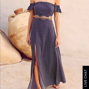 Lulu’s dream love navy blue polka dot dress